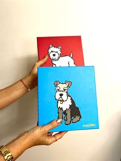 MAVİ SCHNAUZER ÇANTA CÜZDAN SETİ