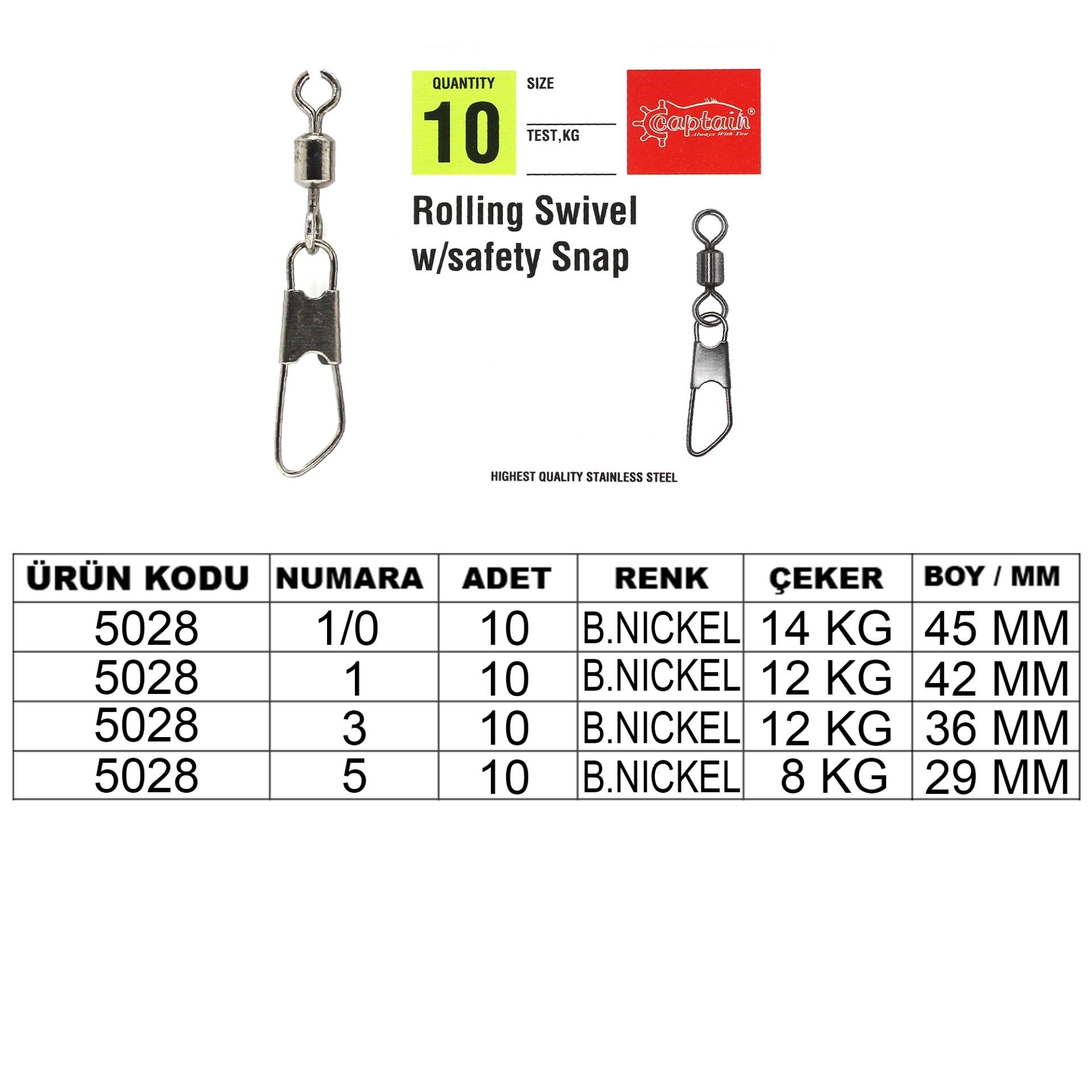 Captain 5028 Klips Safety 10lu Paket Black Nikel No:1/0