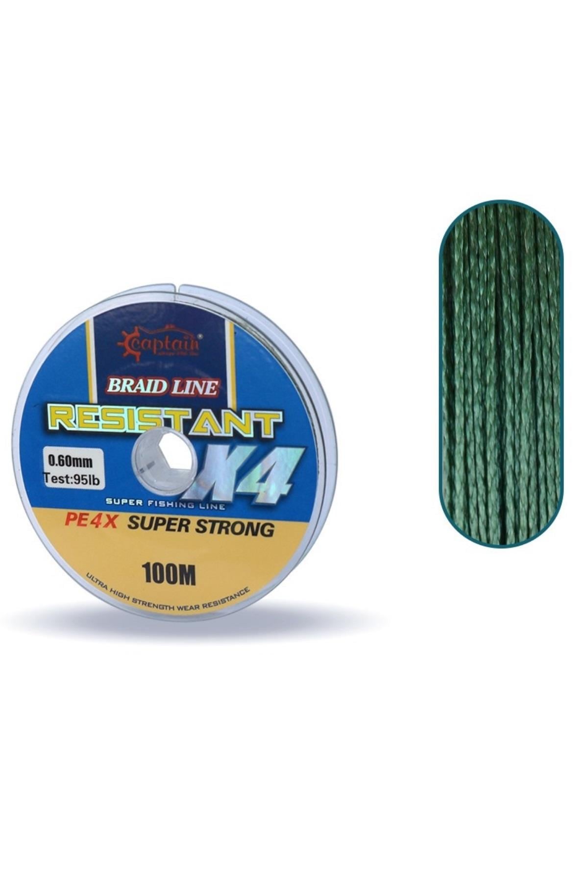 Captain Resistant PE 4 Kat İp Misina 100mt Yeşil 0,35mm