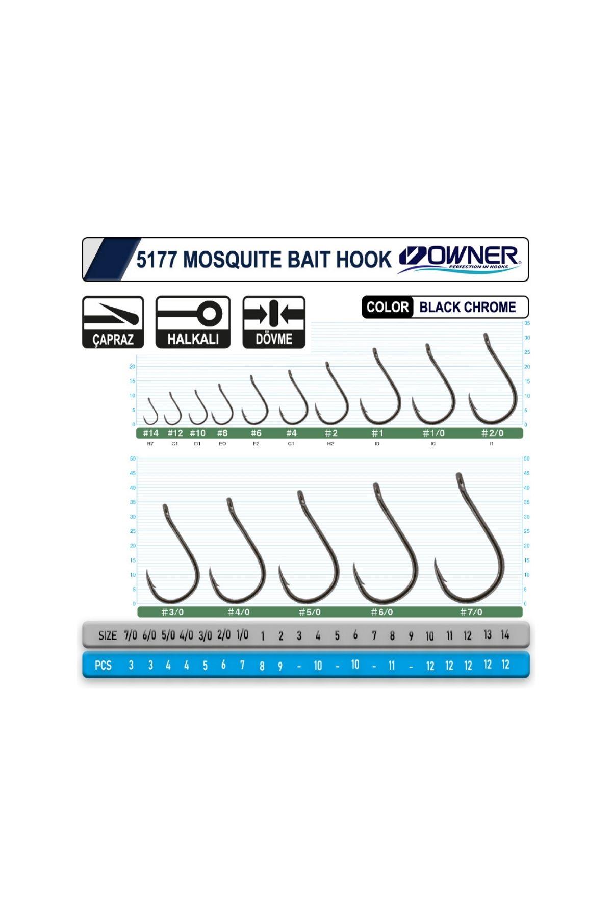 Owner 5177 Mosquito Hook Black Chrome Sinek İğne