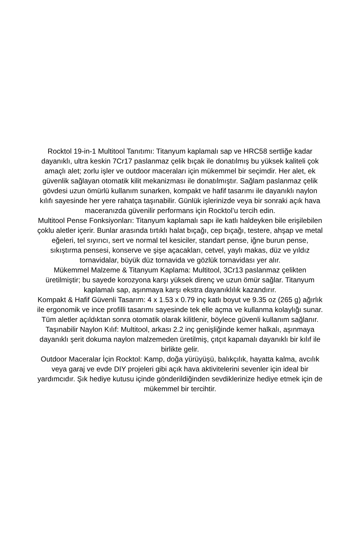 Rocktol Multitool 19 Fonksiyonlu Syh Kılıfta