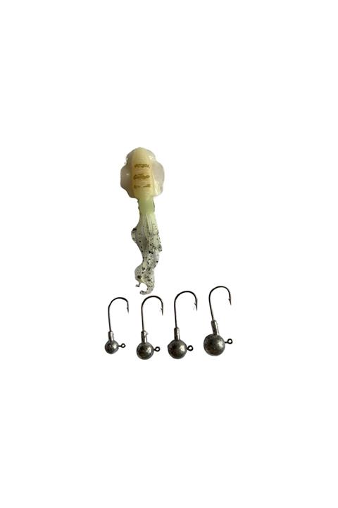 Aqua Salty Enzo Soft Swim Calamari 95mm + Jig Head