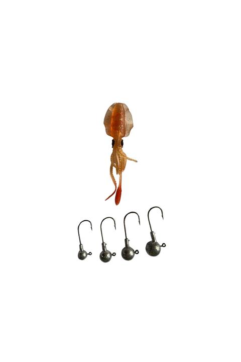 Aqua Salty Enzo Soft Swim Calamari 95mm + Jig Head