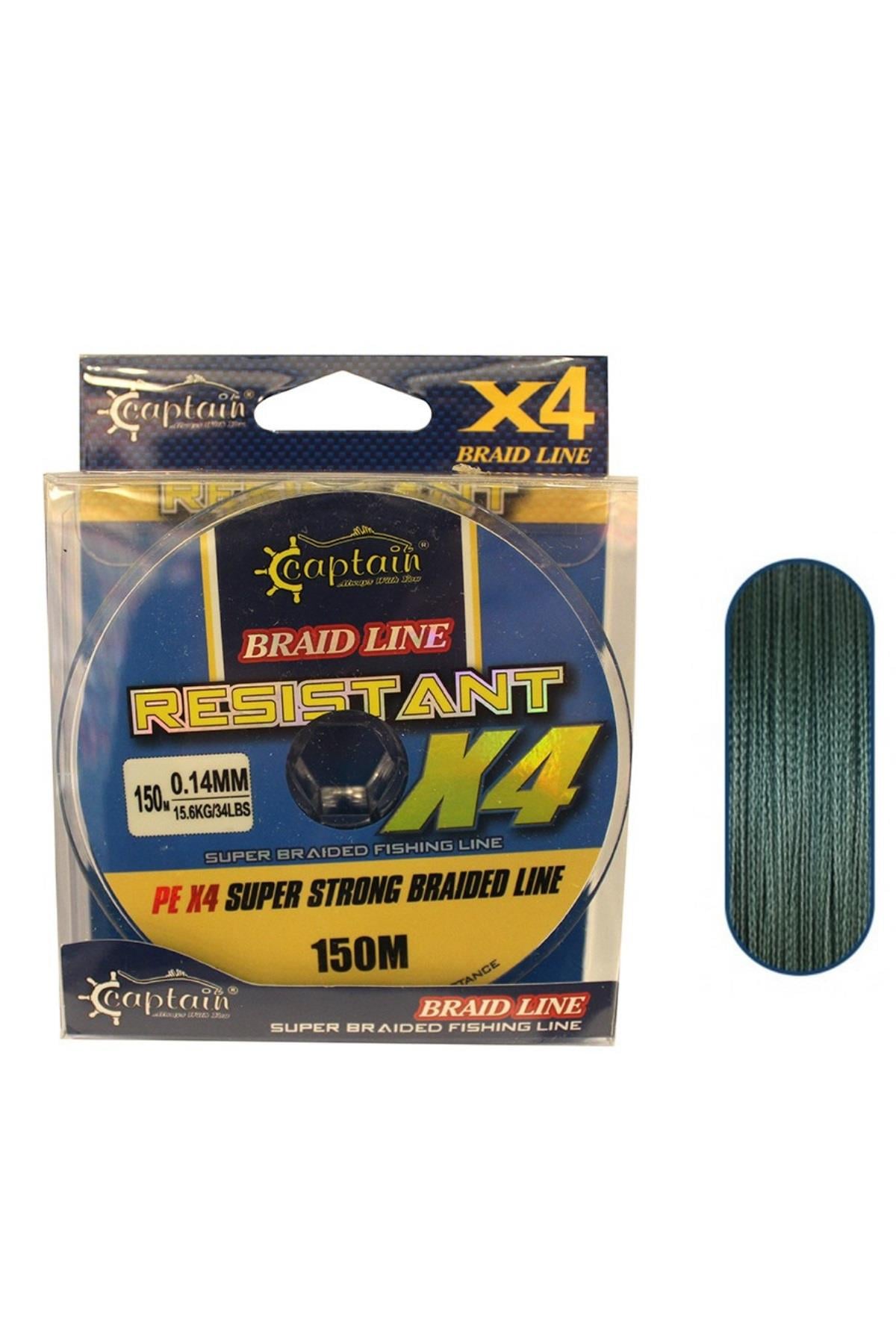 Captain Resistant PE 4 Kat Spin İp Misina 150mt Yeşil 0,14mm