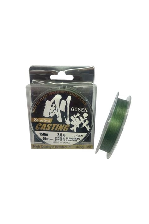 Gosen W8 Casting PE 8 Örgü Spin İp Misina 2.5 Yeşil 150mt 0.265 mm