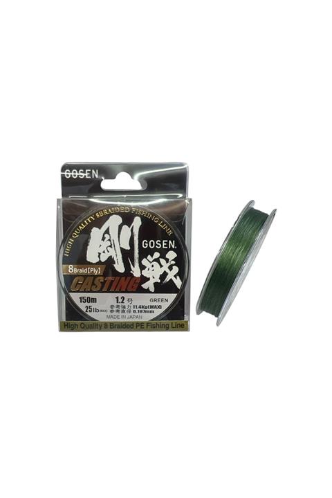 Gosen W8 Casting PE 8 Örgü Spin İp Misina 1.2 Yeşil 150mt 0.187 mm