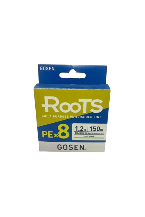 Gosen X8 Roots PE 8 Örgü Spin İp Misina 1.2 150mt A.Yeşil 0.187 mm