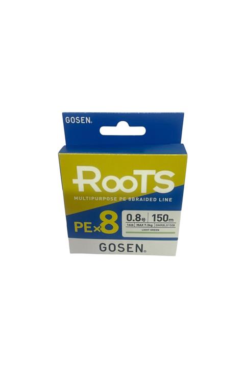 Gosen X8 Roots PE 8 Örgü Spin İp Misina 0.8 150mt A.Yeşil 0.153 mm