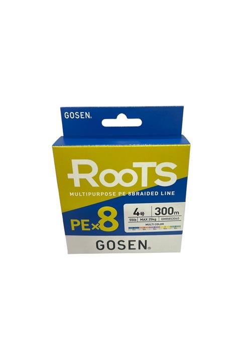 Gosen X8 Roots PE 8 Örgü Spin İp Misina 4.0 300mt Multi Color 0,382 mm