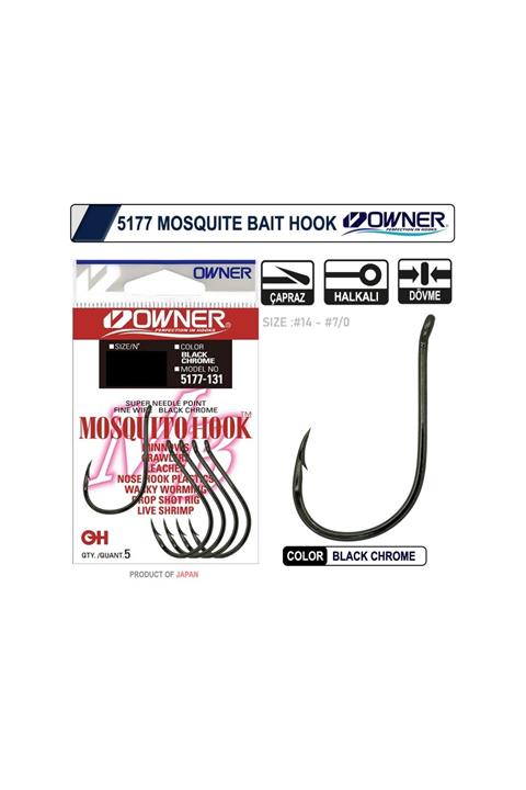 Owner 5177 Mosquito Hook Black Chrome Sinek İğne