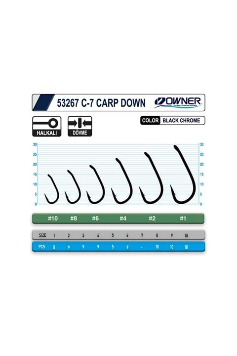 Owner 53267 C-7 Carp Down Black Chrome Sazan İğnesi