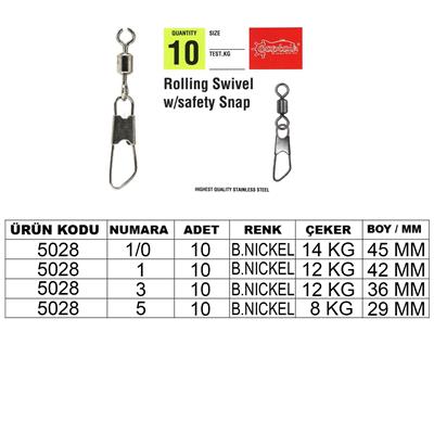 Captain 5028 Klips Safety 10'lu Paket Black Nikel No:1