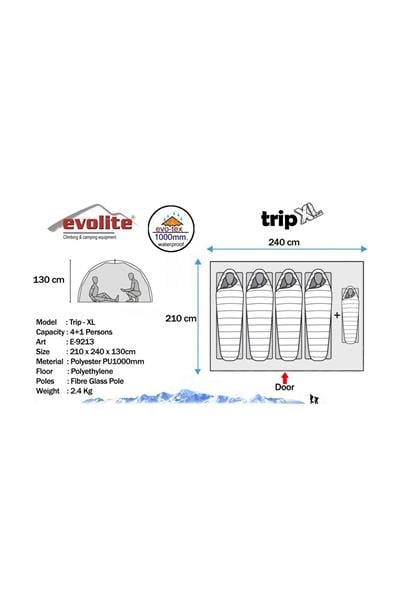 Evolite Trip XL Monodome 4+1 Kişilik Kamp Çadırı