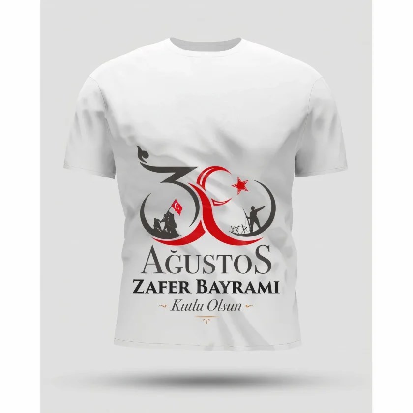30 Ağustos Zafer Bayramı Baskılı Oversize Bisiklet Yaka T-shirt