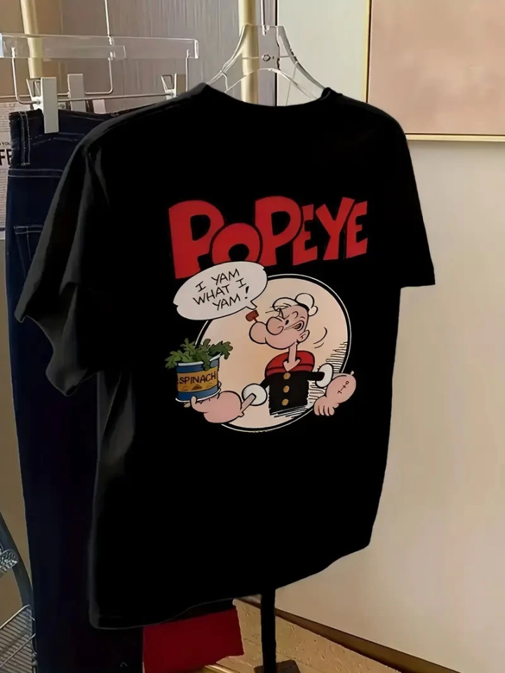 Baskılı Oversize Bisiklet Yaka T-shirt - Beyaz