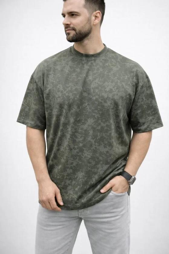 Erkek Premium Tişört OSY Yumuşak Dokulu Yıkamalı Oversize T-Shirt - Haki