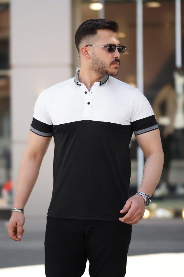 Erkek Yakalı çift Renk Kısa Kollu T-shirt