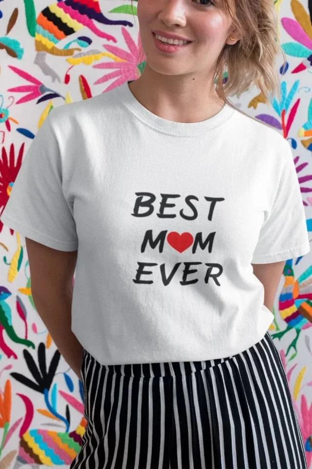 Unisex Bisiklet Yaka Baskılı Oversize T-Shirt - Beyaz