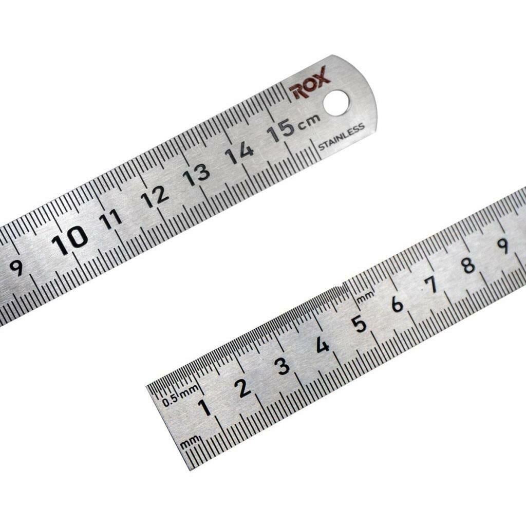 Çift Taraflı Paslanmaz Çelik Cetvel 150 mm | Hassas Milimetrik Ölçü Cetveli | Rox 0198