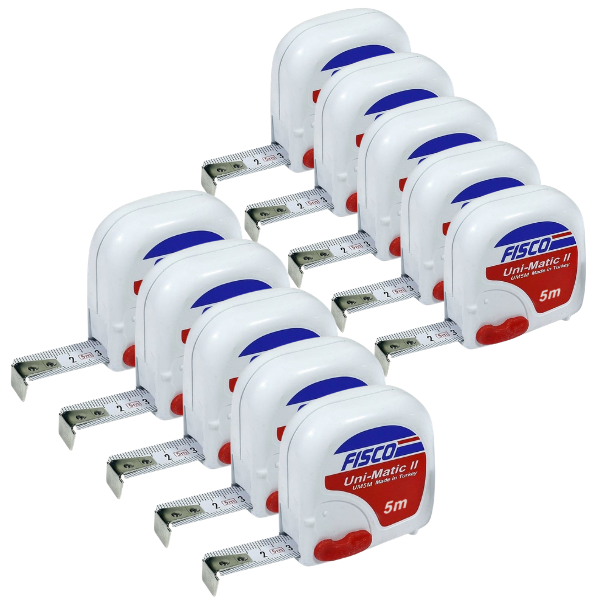 Fisco Uni-Matic II UM5M 5 Metre Şerit Metre 10’lu Paket – Profesyonel Çelik Ölçü Metresi