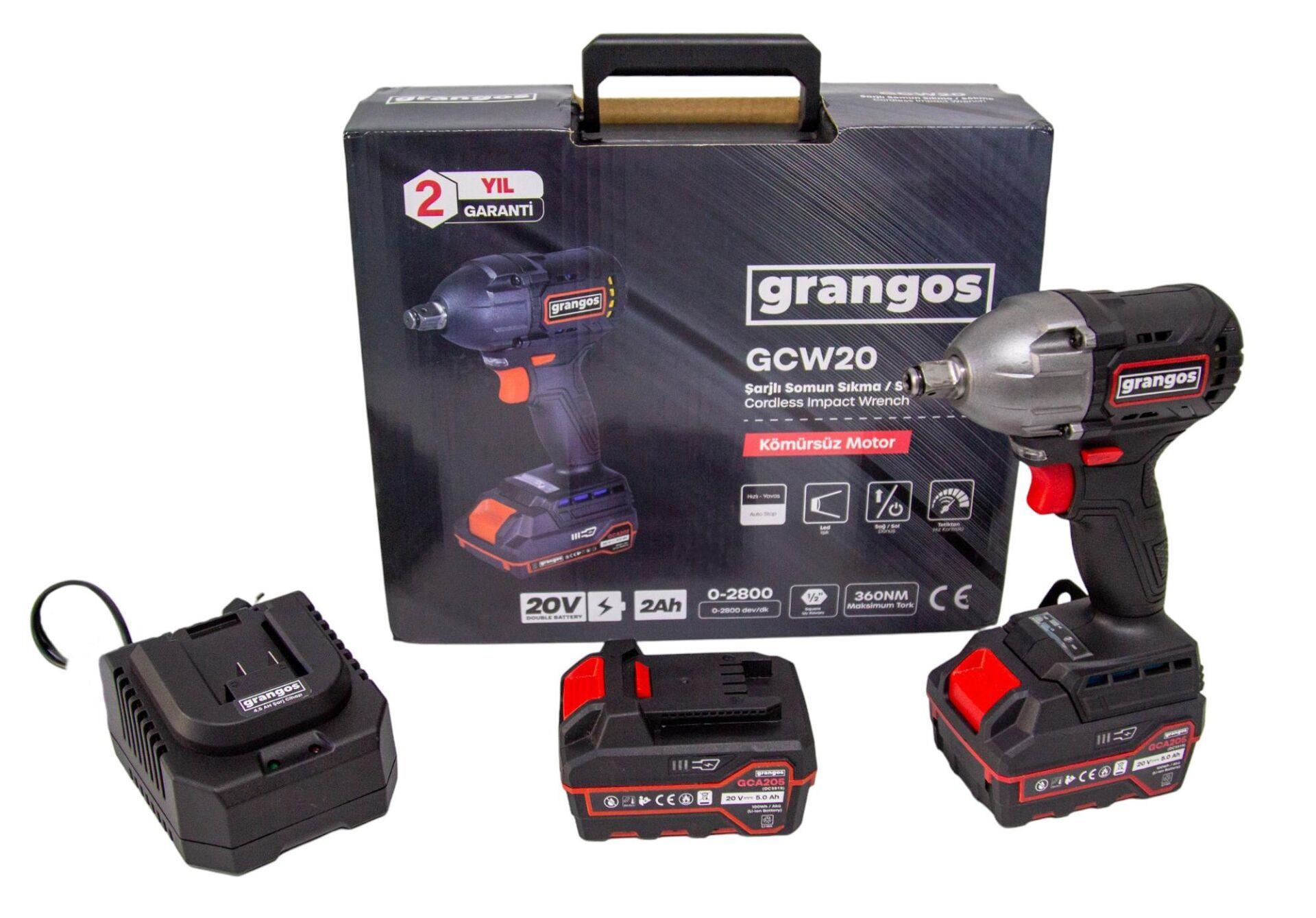Grangos GCW20-F2 20V 5 Ah Çift Akülü Somun Sıkma
