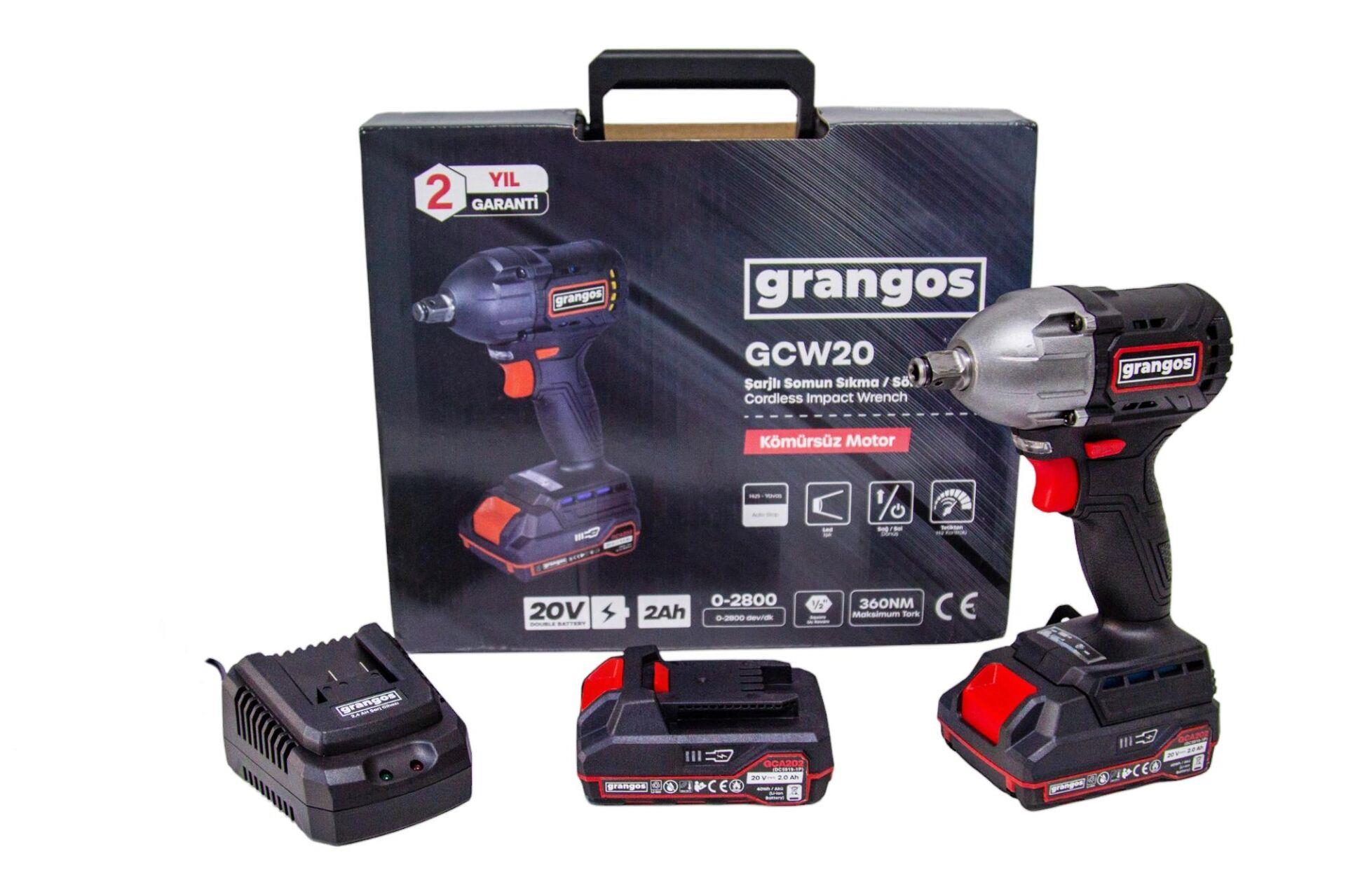 Grangos GCW20-T2 20V 2 Ah Çift Akülü Somun Sıkma