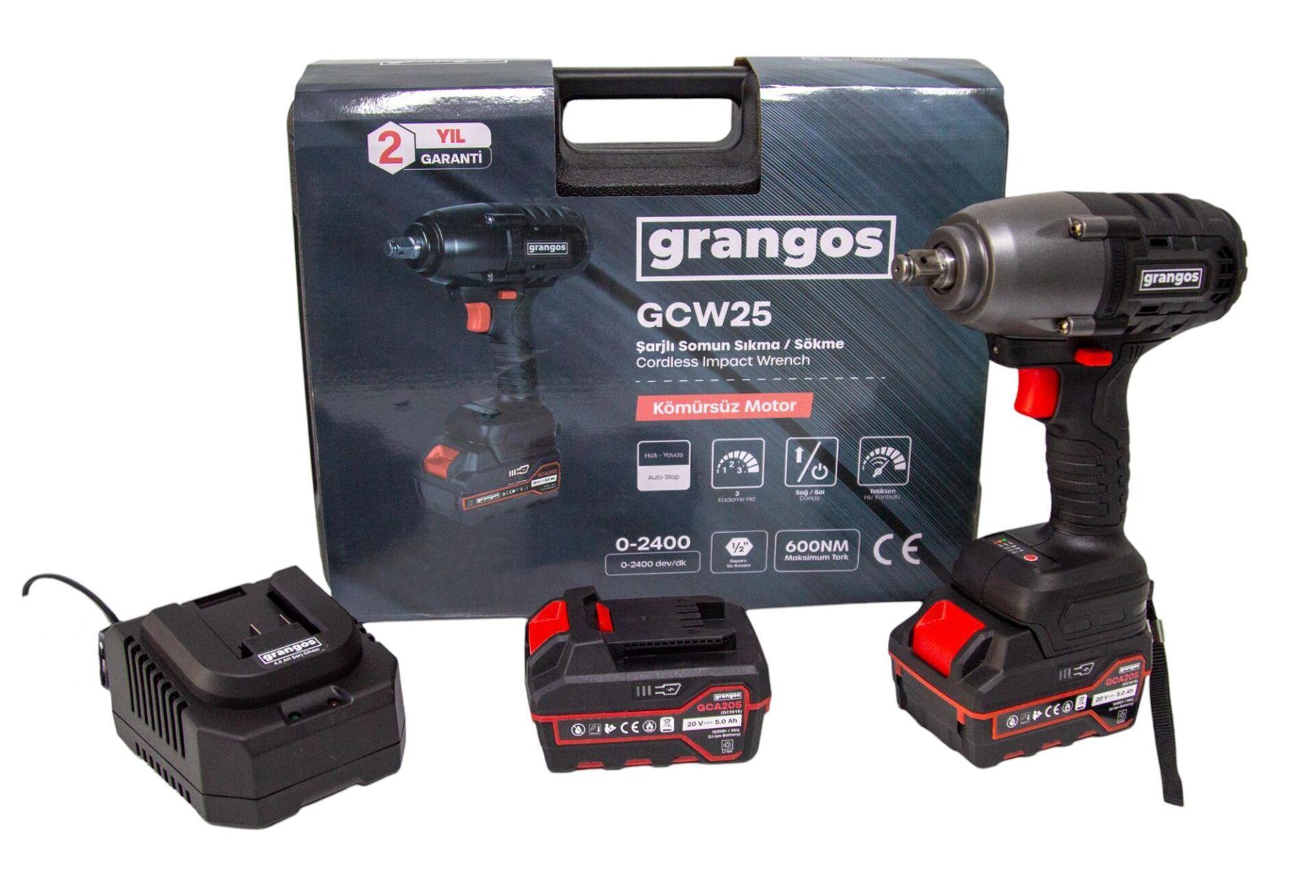 Grangos GCW25-F2 20V 5 Ah Çift Akülü Somun Sıkma