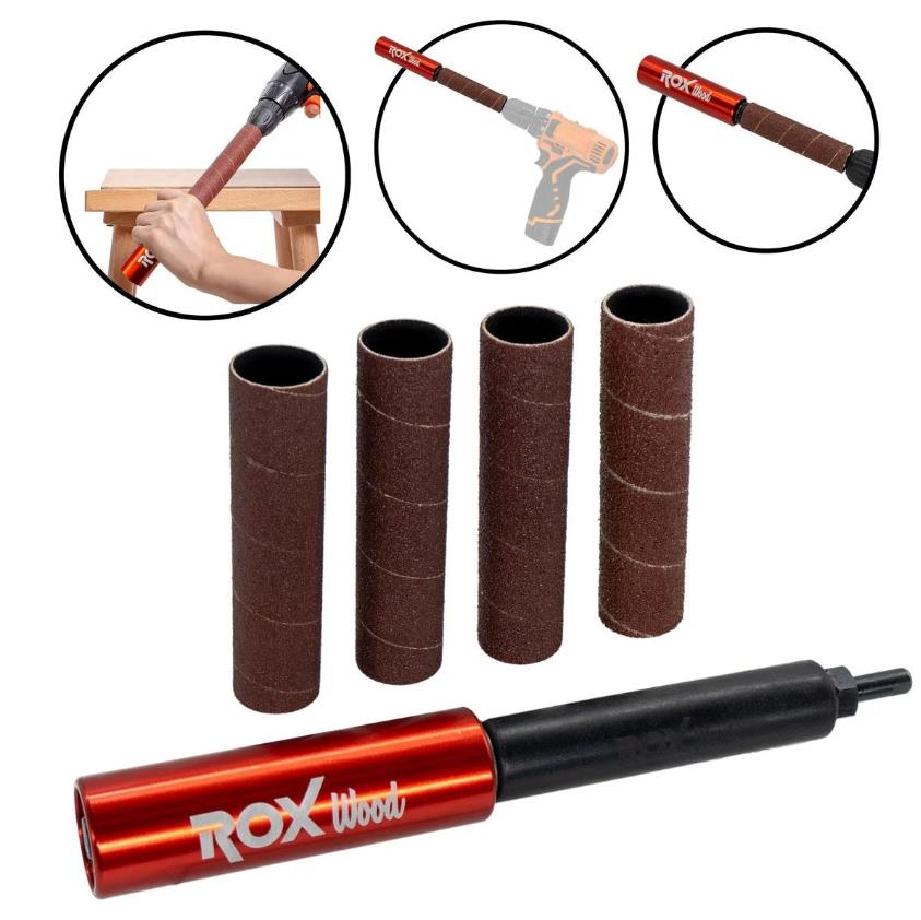 Matkap İçin Silindir Zımpara Aparatı 25 mm | Kauçuk Tamburlu Zımpara Seti | Rox Wood 0192