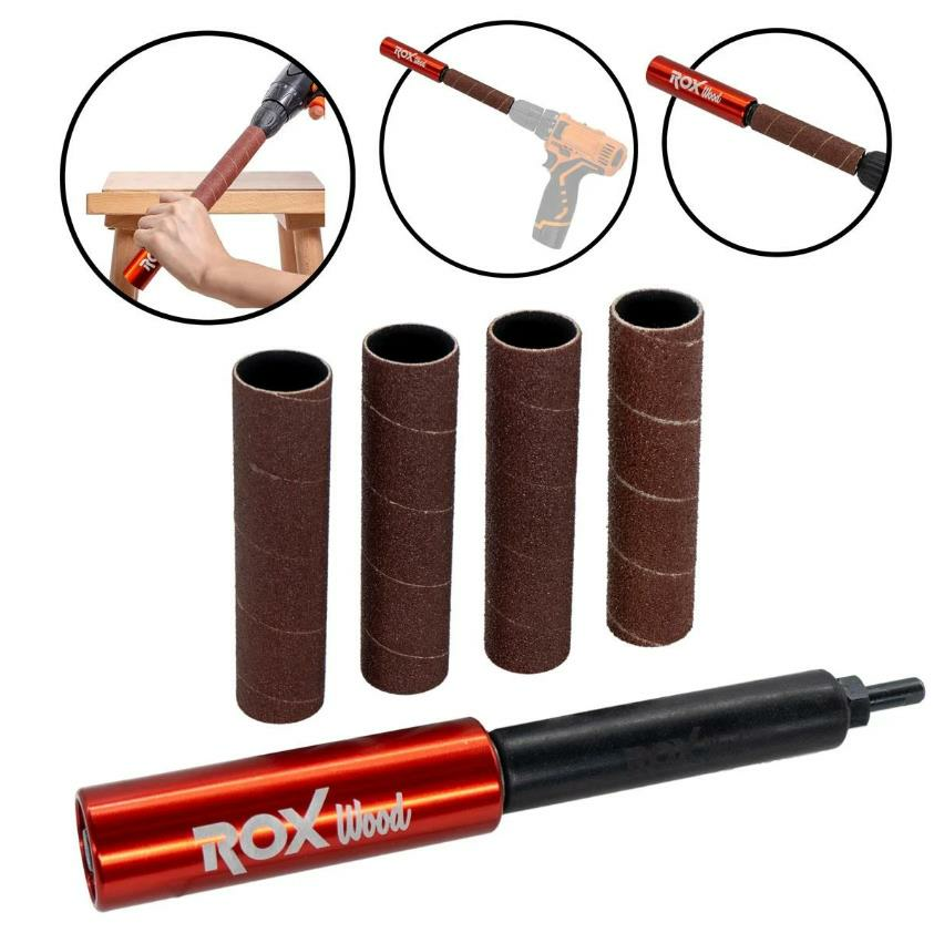 Matkap İçin Silindir Zımpara Aparatı 38 mm | Kauçuk Tamburlu Zımpara Seti | Rox Wood 0193