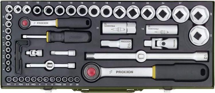 Proxxon 23040 Cırcırlı Kollu 56 Parçalı Lokma ve Bits Takımı 1/4'' ve 1/2''