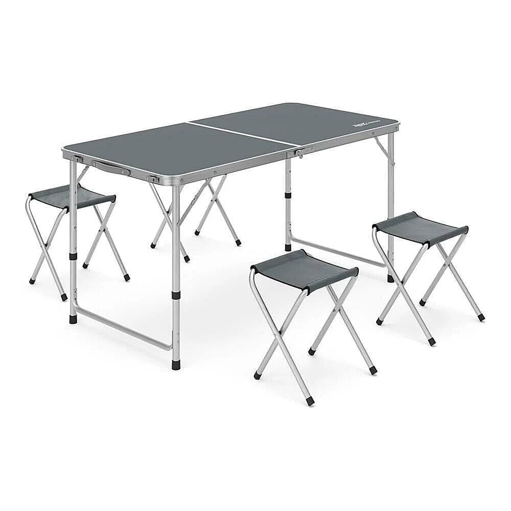 Rox Camping Katlanır Kamp Masası Seti – 4 Tabureli, Yükseklik Ayarlı, Taşınabilir ve Hafif Tasarım