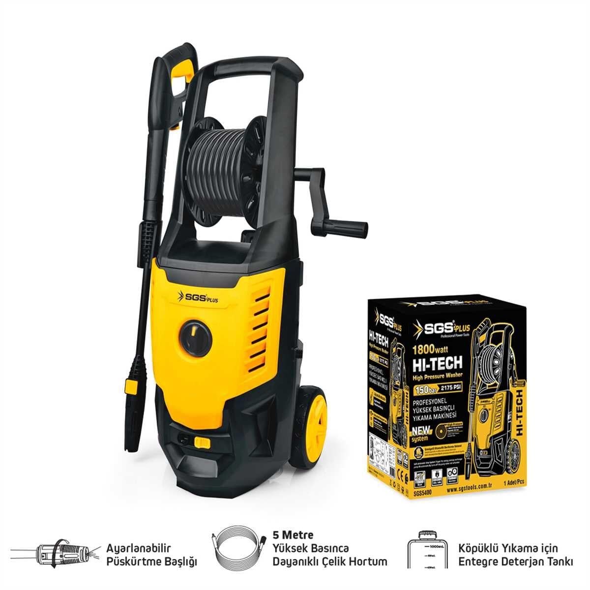 SGS 5400 Yüksek Basınçlı Yıkama Makinası 1800 W /150 Bar