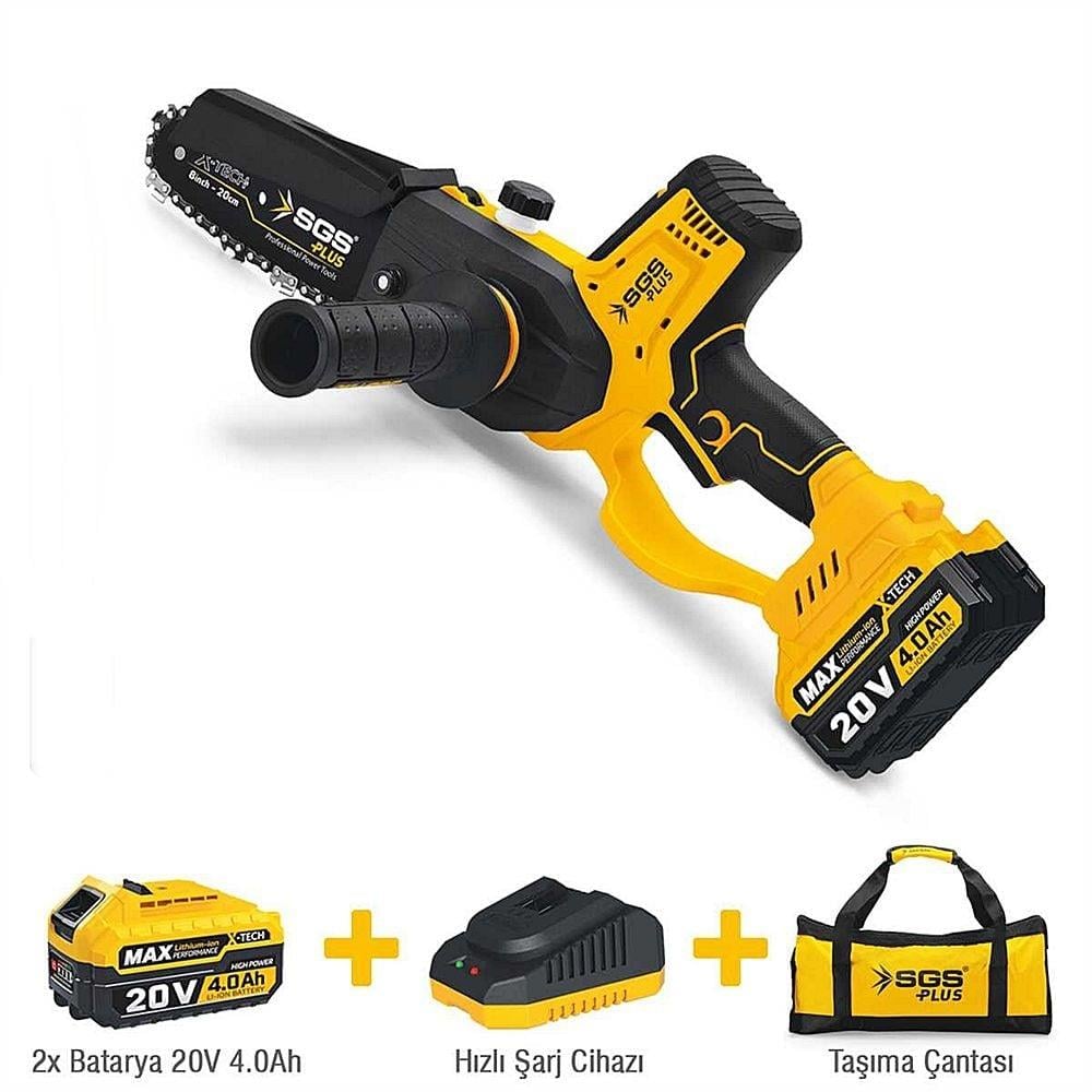 SGS Çift Akülü Ağaç Budama Testeresi 200 mm / 20V-4,0 Ah