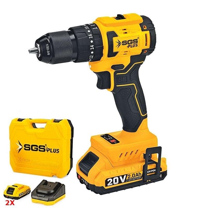 SGS Profesyonel 2 Vites Kömürsüz Motor Şarjlı Darbeli Matkap Seti 20V / 45Nm / 2,0 Ah( Çift Akü )