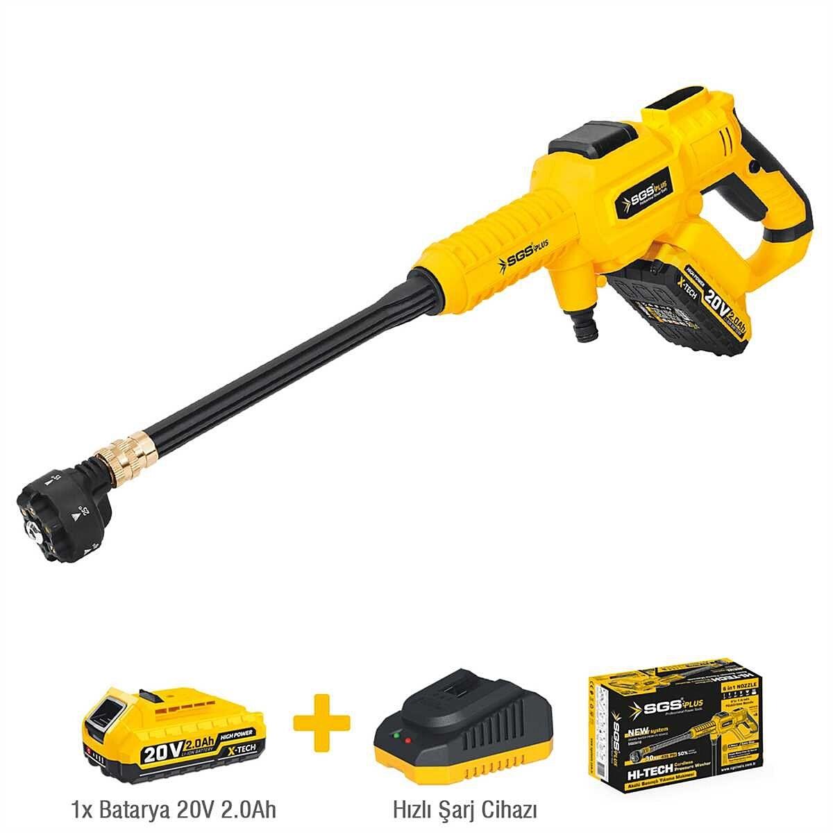 SGS SGS5410 Akülü Basınçlı Yıkama Makinası Seti 30Bar-435PSI - 1.2.0Ah