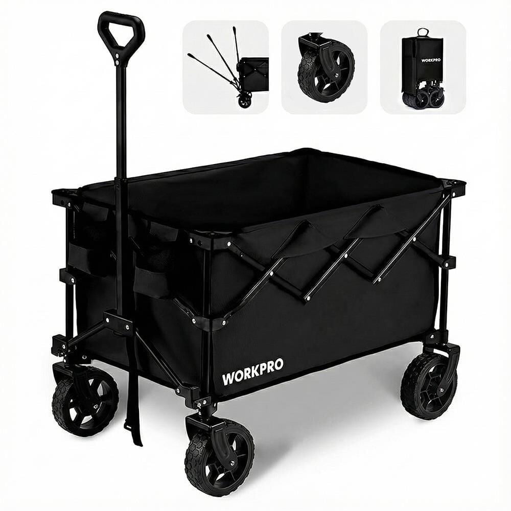 WORKPRO WP285015 Katlanabilir Taşıma Arabası 80 Kg | 4 Tekerlekli Ağır Hizmet El Arabası