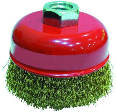 Partner Sarı Dalgalı Telli M14 Vidalı Çanak Fırça 100 mm