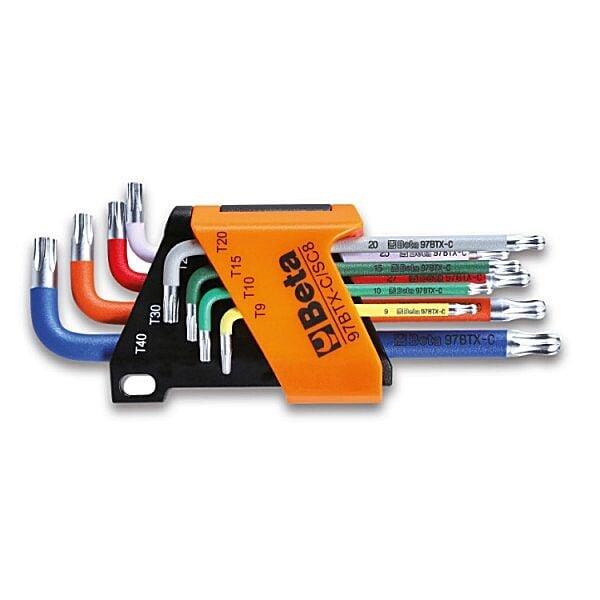 Beta 97BTX-C/SC8 Renk Kodlu Bombeli Torx Allen Anahtar Takımı 8 Parça – Profesyonel TX Alyan Seti