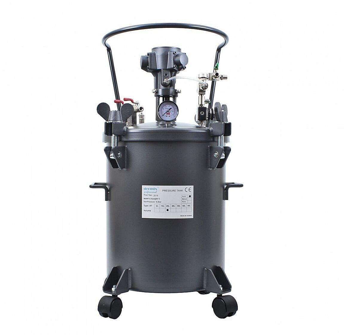 Dermix 20 Lt Otomatik Karıştırıcılı Basınçlı Tank – Galvaniz Gövde, Paslanmaz Kova Profesyonel Sistem
