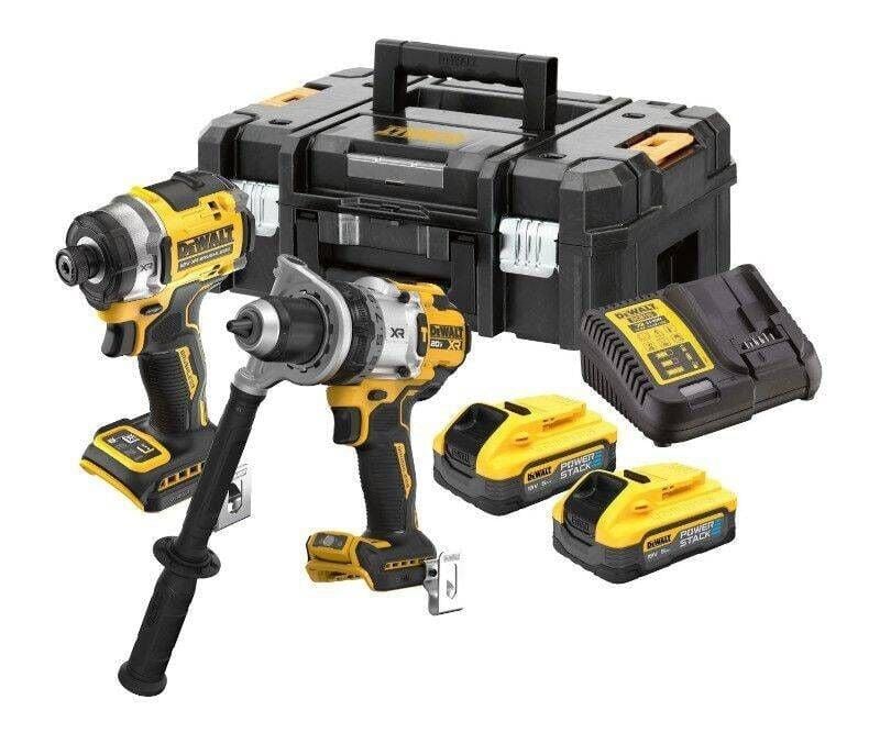 Dewalt DCK2200H2T 18V XR PowerStack İkiz Kit | Kömürsüz Darbeli Matkap & Tornavida Seti (5.0Ah Akü + Şarj Cihazı + TSTAK Çanta