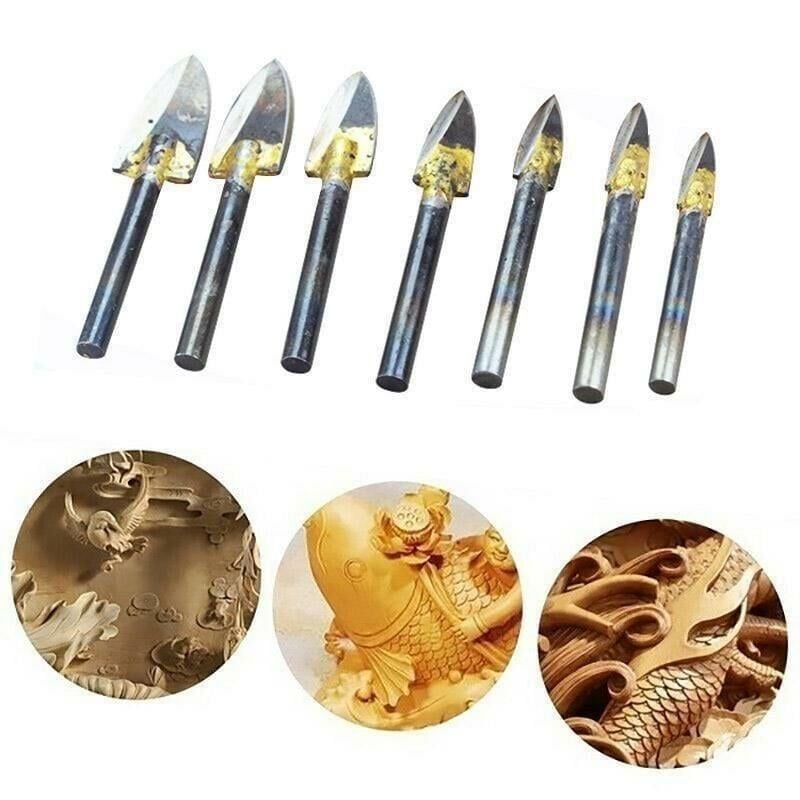 Gravür Ahşap Oyma Ucu Seti 7 Parça | 6 mm Sap Oyma ve Şekillendirme Uçları | Rox Wood 0065