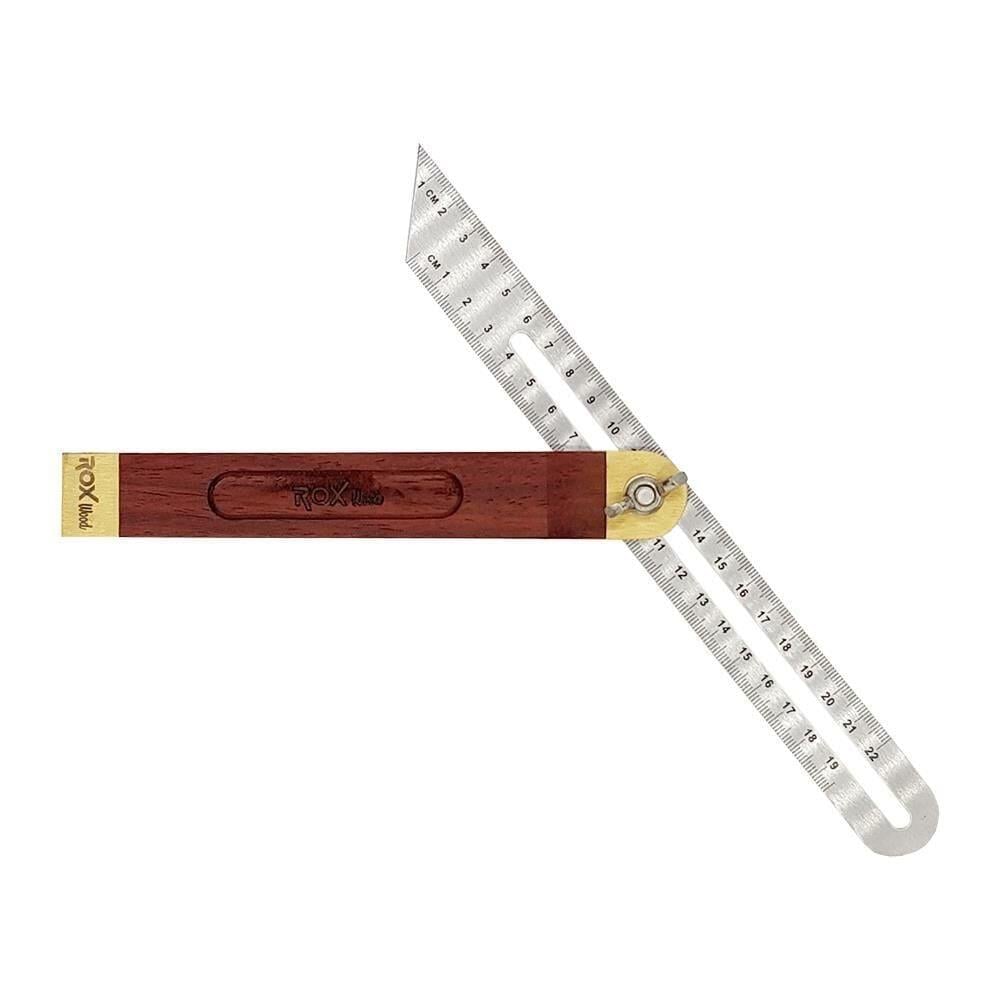 Gül Ağacı Ayarlı Marangoz Gönyesi 7” | Doğal Ahşap Hassas Ölçüm Gönyesi 22 cm | Rox Wood