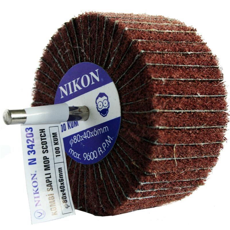 Nikon Saplı Kombi Mop Zımpara 100 Kum 80x40x6mm 10 adet