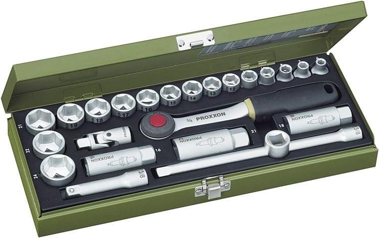 Proxxon 23110 Cırcır Kolu 3/8' ve Lokma Takımı 24 Parçalı