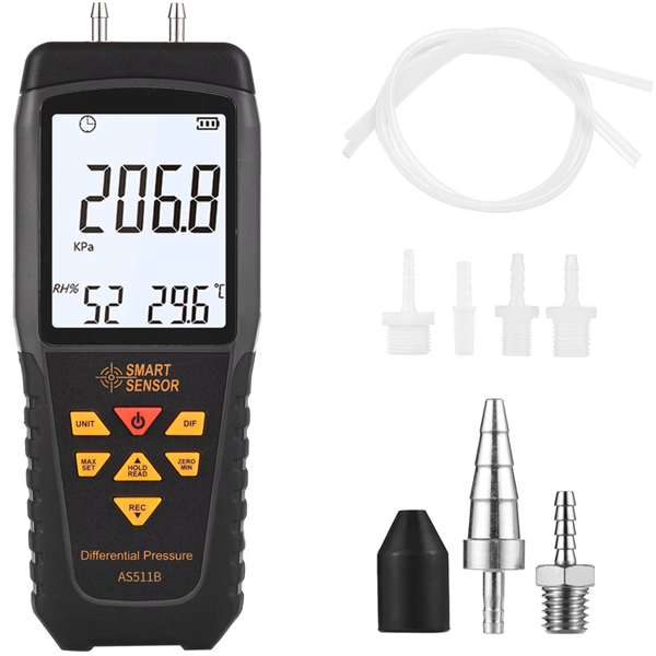 Smart Sensor AS511B Dijital Fark Basınç Manometresi 29.9 PSI | Diferansiyel Basınç Ölçümü