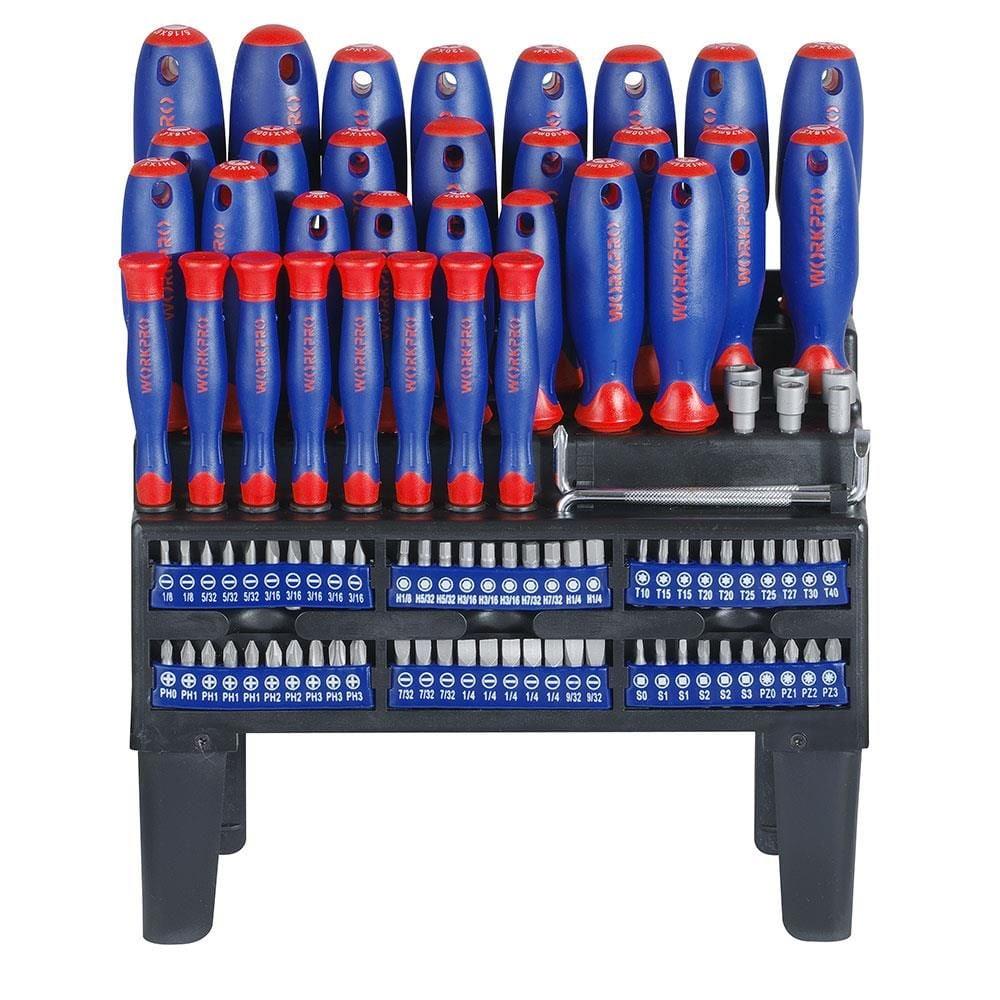 WORKPRO WP200507 Profesyonel CR-V Manyetik Tornavida ve Bits Uç Seti 100 Parça