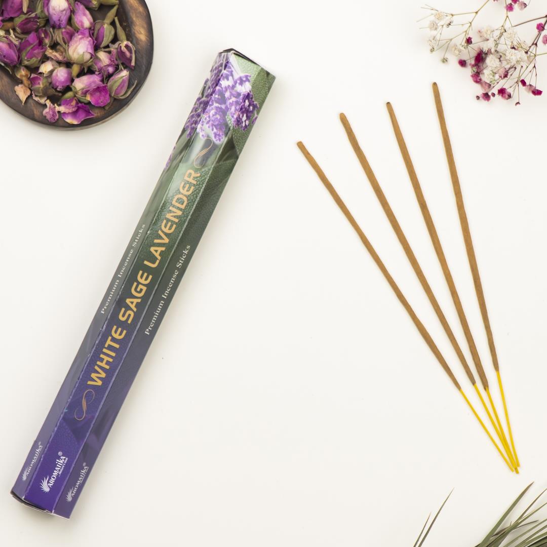  Aromatika Beyaz Adaçayı & Lavanta Aromalı Premium Çubuk Tütsü