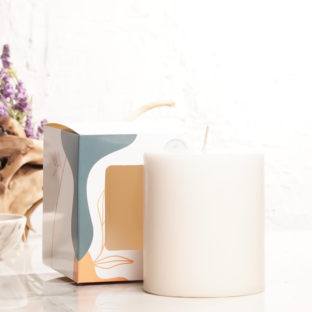 10x10 cm Mitr Bej Silindir Mum