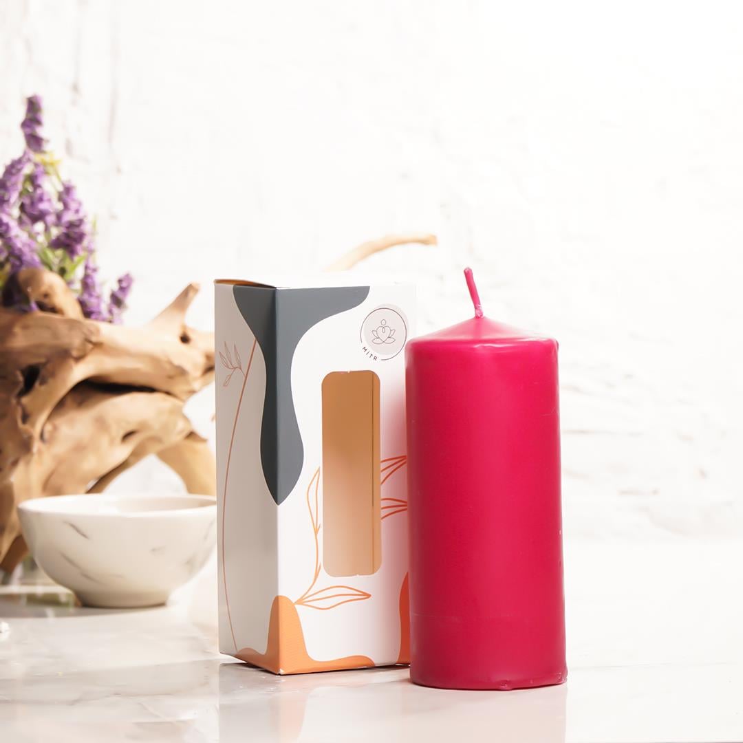 12x5 cm Mitr Pembe Silindir Mum