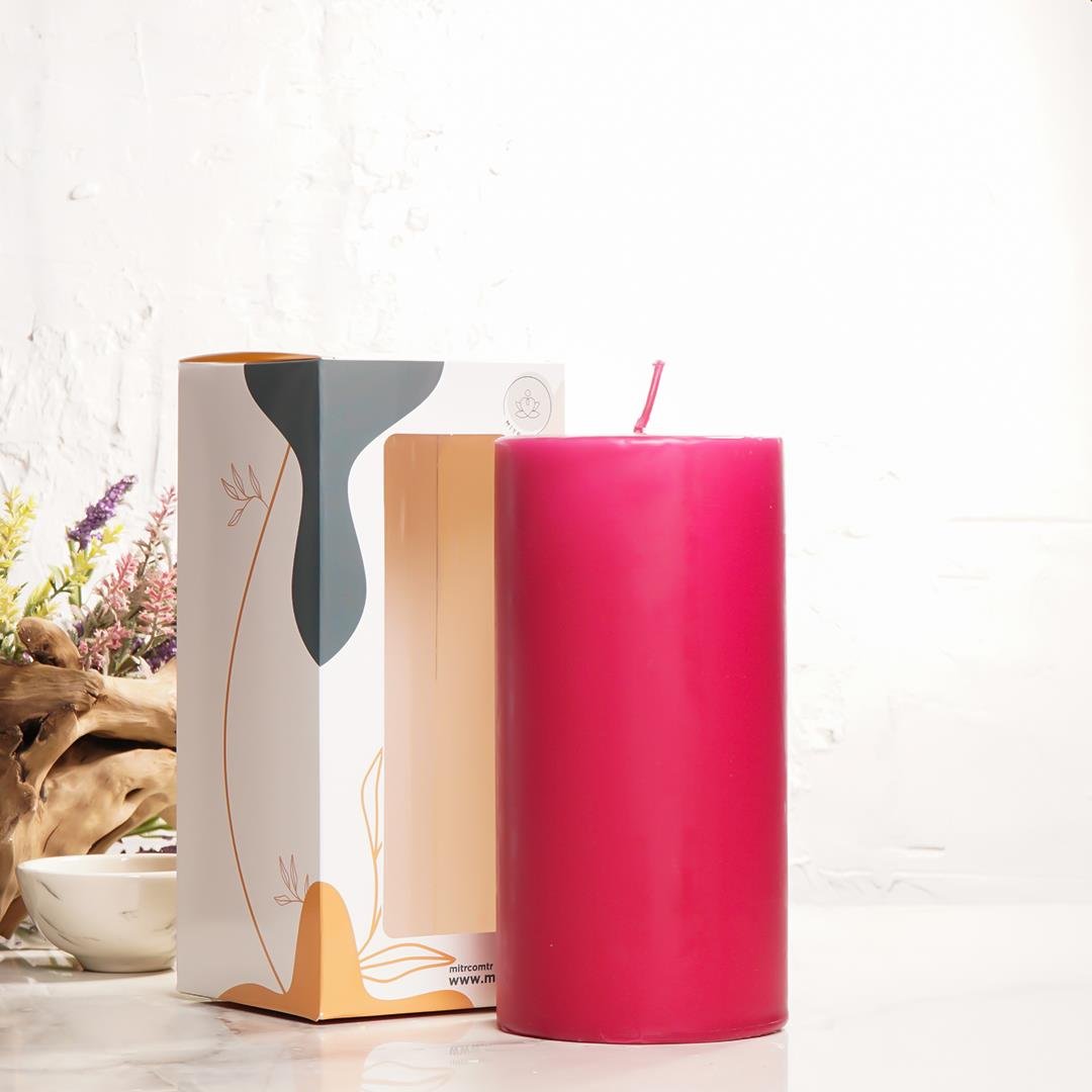 20x10 cm Mitr Bordo Silindir Mum
